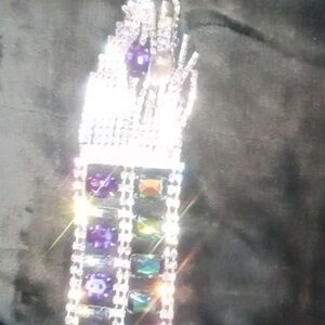 Silver and purple diamond bracelet